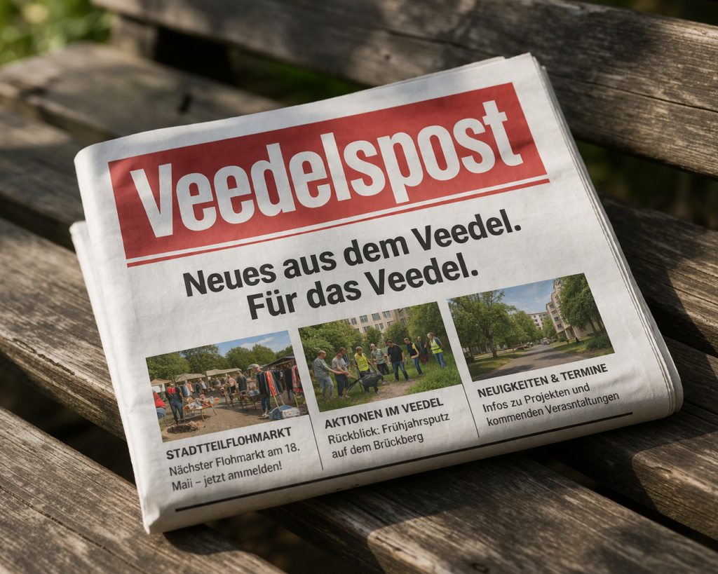 Eine Tageszeitung mit dem Titel "Veeldespost" - KI generiert